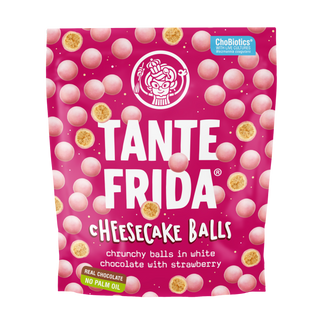 Cheesecake Balls in white chocolate with strawberry