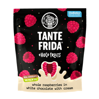 Choco Fruits whole raspberries in white chocolate with cream